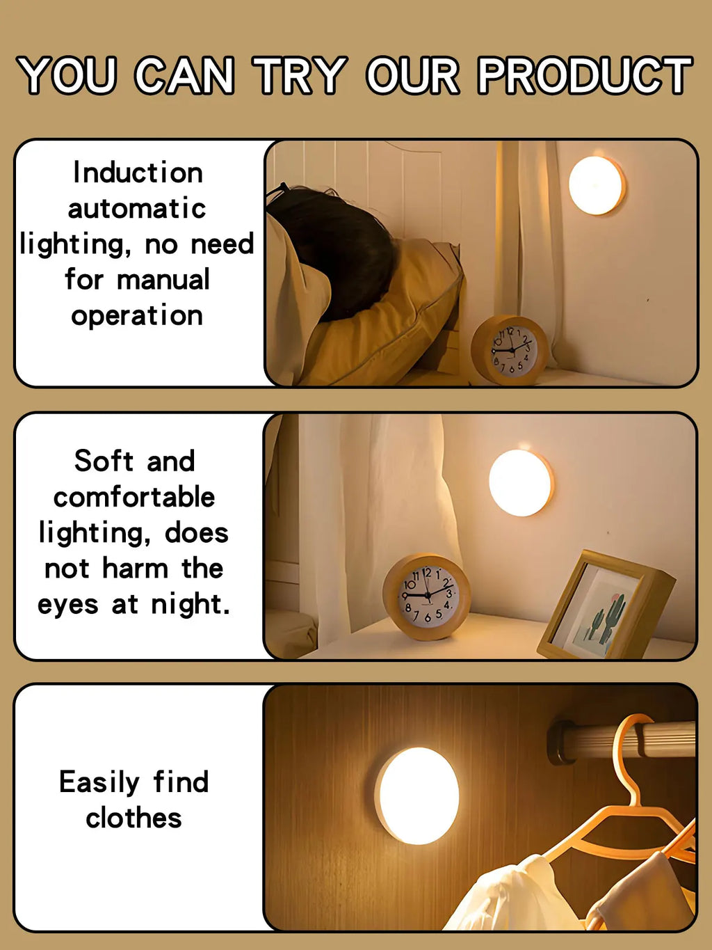 LED Night Light Smart Human Body Sensor with Digital Sensor Head Magnetic Suction Wireless-Use Eye Protect Night Lamp