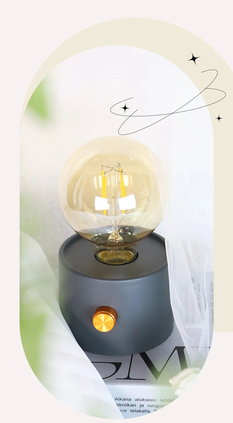 LED Night Light Battery Powered Bulb Lamp Desktop Office Light Retro Bulb Shape Night Light For Baby Room Bedroom Corridor Lamp
