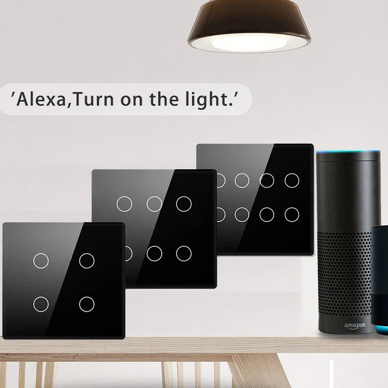 AlexXi Zigbee 4x4 Brazil Touch Sensor Glass Panel Light Switch Tuya Smart Life App 4/6/8 Gang Remote by Alexa Dot Google Home