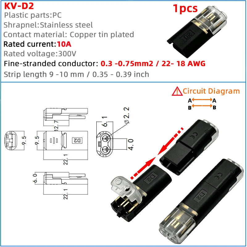 Quick Wire Connection T-Type No Wire Cutting LED Solder-Free Wire Connector Piercing Style Parallel Line Distributor