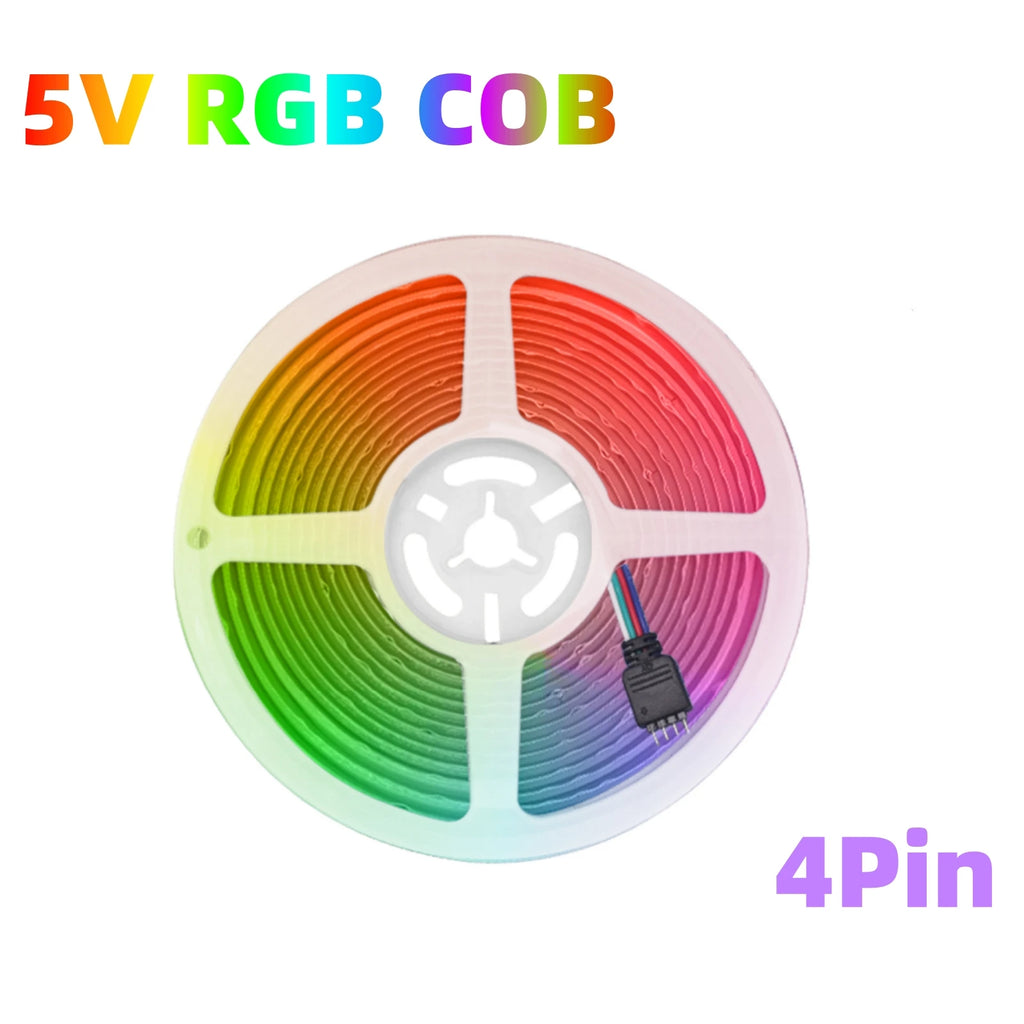 5V AA Battery RGB COB LED Strip Light Smart Bluetooth Dimmable Color Changing Flexible Tape Ribbon TV BackLight 17/24/44Key