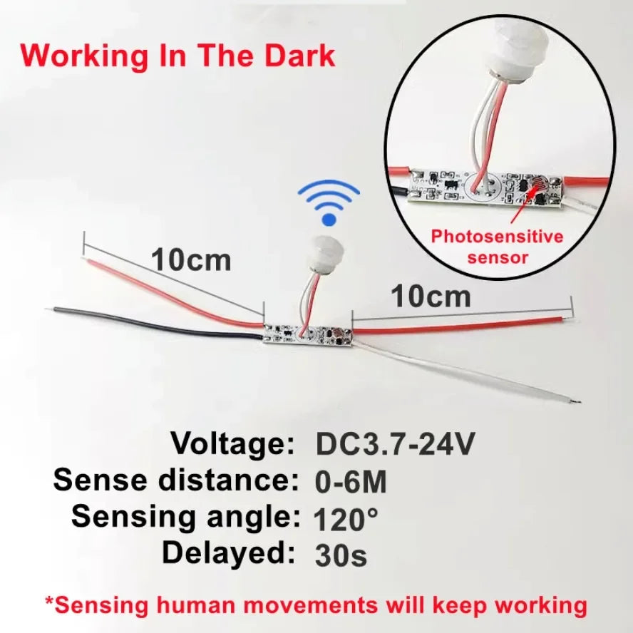 5V 12V 24V Light-operated Switch Movement Detector 6M PIR Motion Sensor Timer Switch Control Light Strip Desk Lamp Night Light