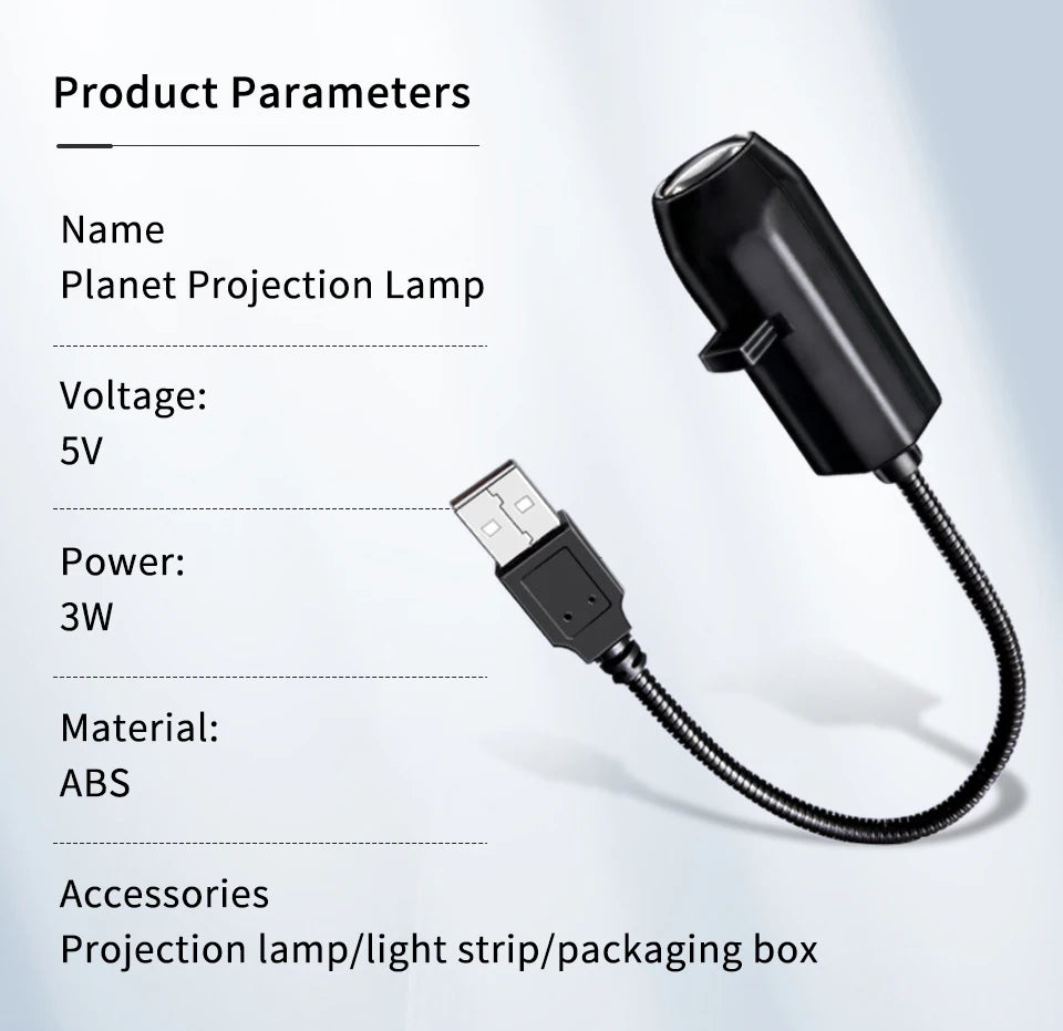 5V USB Direct Insertion Projection Light Planet/Halloween Theme Replacement Light Strip Indoor Ceiling Decorate Projection Light