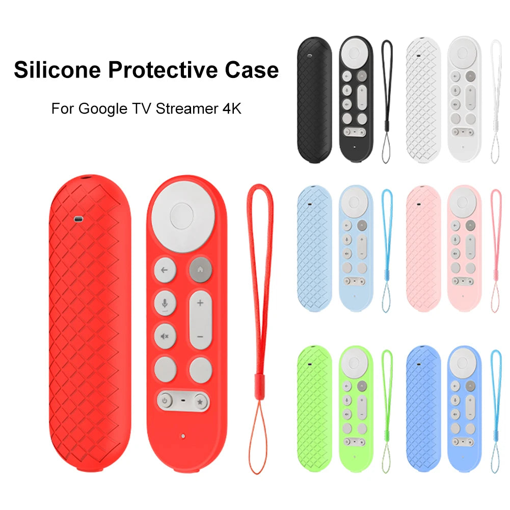 Silicone Remote Case Anti-Slip TV Remote Control Case with Lanyard Remote Protective Case Remote Cover for Google TV Streamer 4K