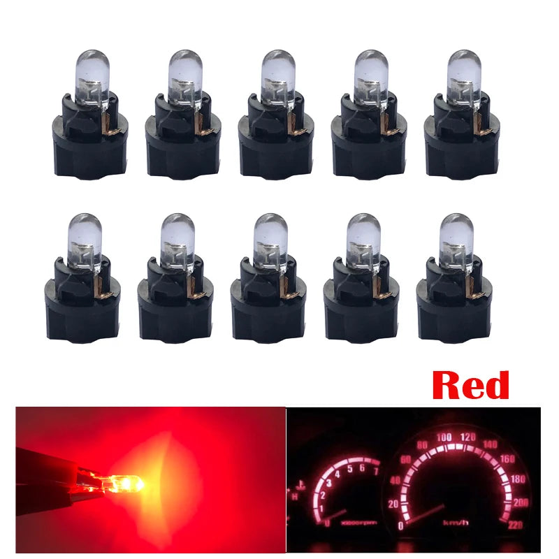 10pcs T5 PC74 B8.5 Led W3W Car Interior Light Dashboard Warming Indicator COB Chip Canbus Auto Instrument Light Wedge Gauge Bulb