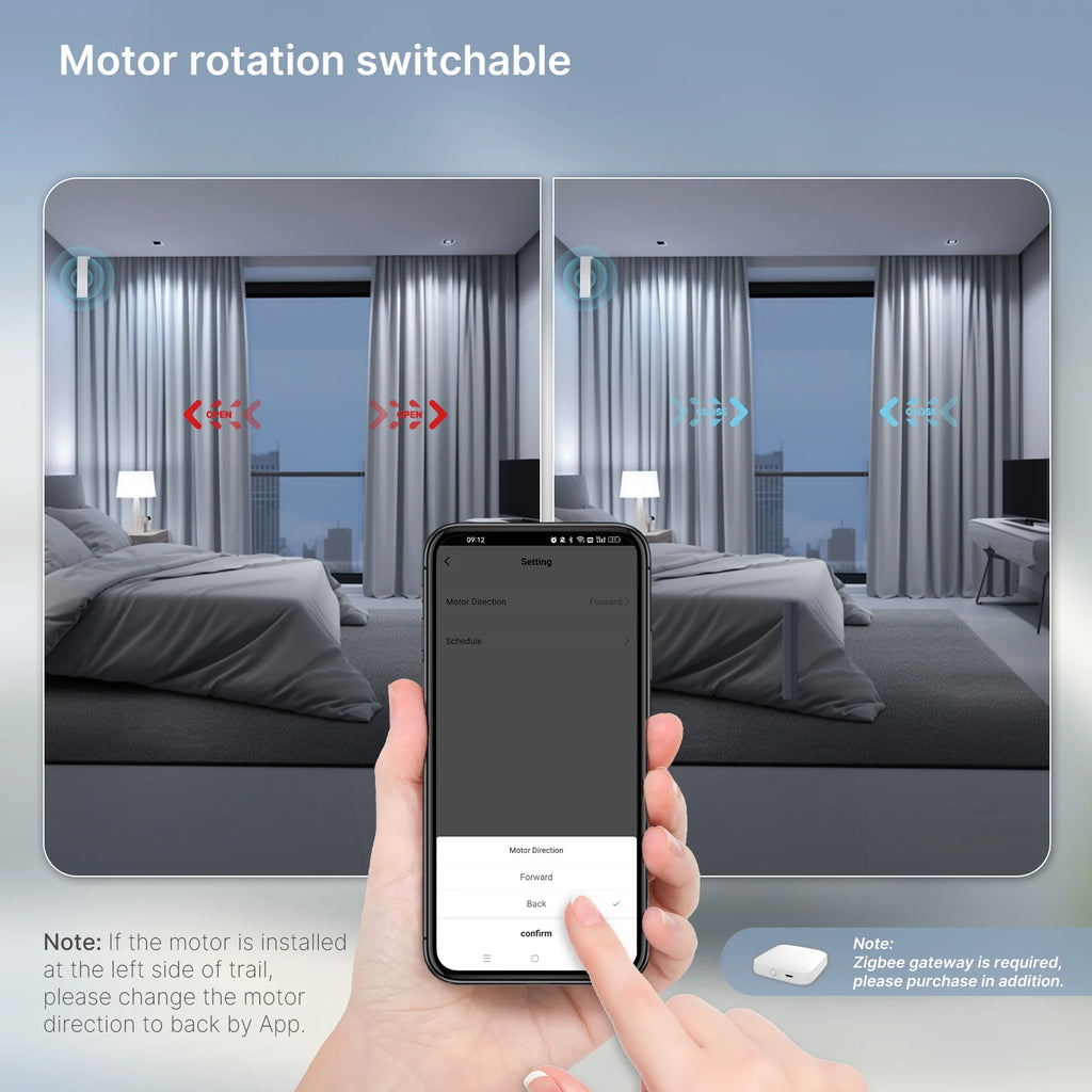 MOES WiFi/Zigbee Smart Curtain Motor Electric Curtain Opener Super Silent For Curtain Track Remote Control Compatible with Alexa