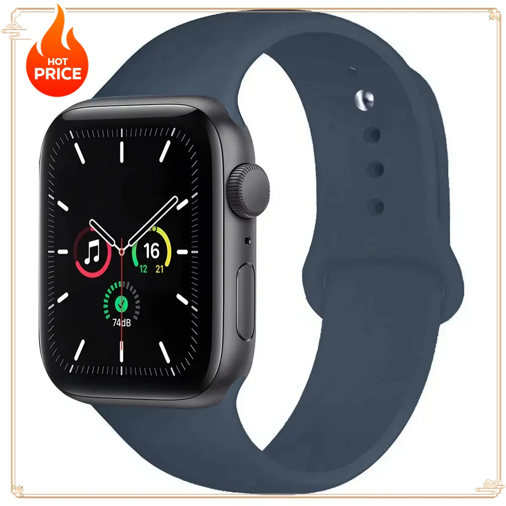 Original Silicone Strap for Apple Watch Band 38/40/41/42/44/45/46MM 49mm Bracelet for Iwatch Serie 10 9 7 4 5 6 8 SE Ultra 2 3