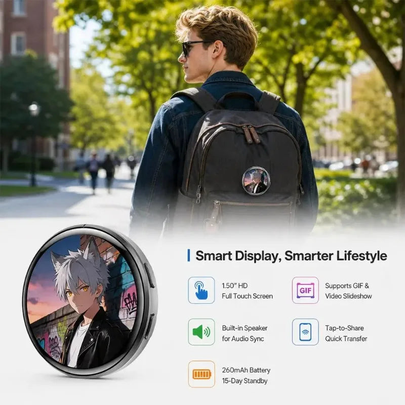 For Ebadge 1.50 Inch Electronic Bar Full Touch Electronic Badge Trendy Play Guzi Anime Badge Fashionable And Cool Standby Mode