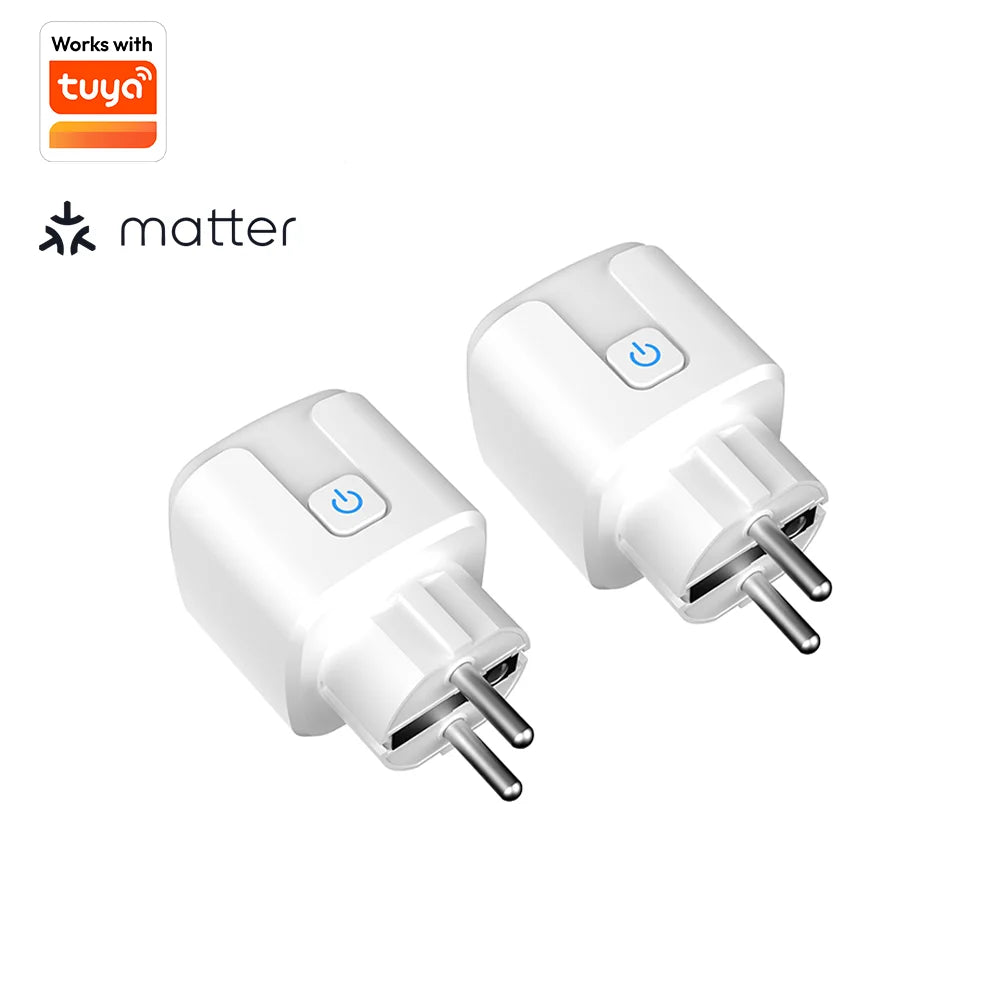 Tuya Matter EU Smart Plug 16A with Energy Consumption Tracking, Compatible with Apple HomeKit, Google Home, and Alexa