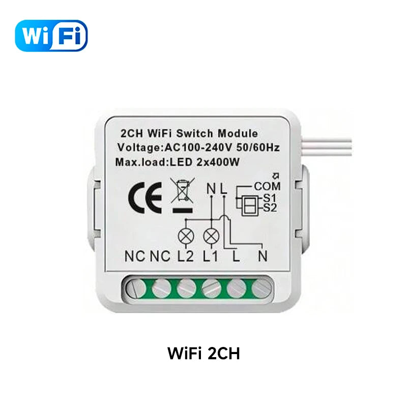 Tuya WiFi/ZigBee Mini Smart Switch 1/2/3/4 Gang Support 2-way Voice Control via Smart Life APP Alexa Google Assistant