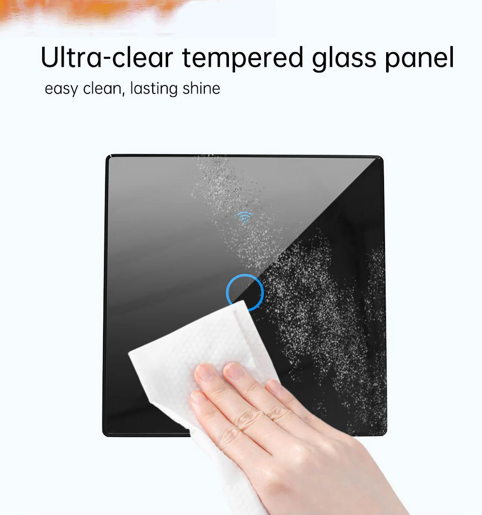 WiFi RF 433mhz Touch Wall Light Smart Switch 1 2 3 4 Gang Wireless Switch 220V with no Neutral EU Work Witch Tuya Alexa Google