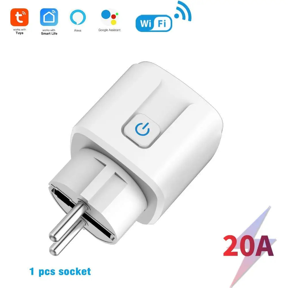 Tuya Zigbee Smart Plug 20A EU Smart Socket With Power Monitoring Timing Function Voice Control Via Alexa Google Home Yandex