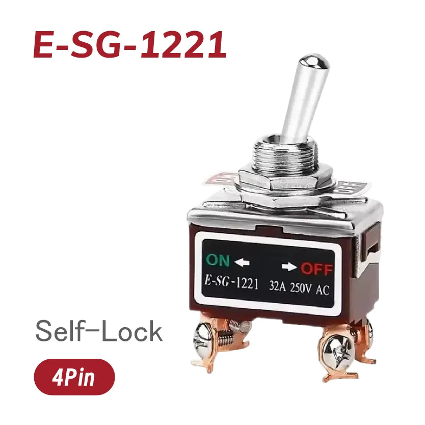 Heavy-Duty E-SG-SERIES Rocker Switch 32A 250VAC Self-Lock Reset with Multiple Pin Options 2-12 Pin