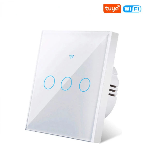 Tuya WiFi Smart Touch Switch EU Two Wiring Methods LED 1/2/3Gang Wall Light Switches Smart Life Home Via Alexa Google Home