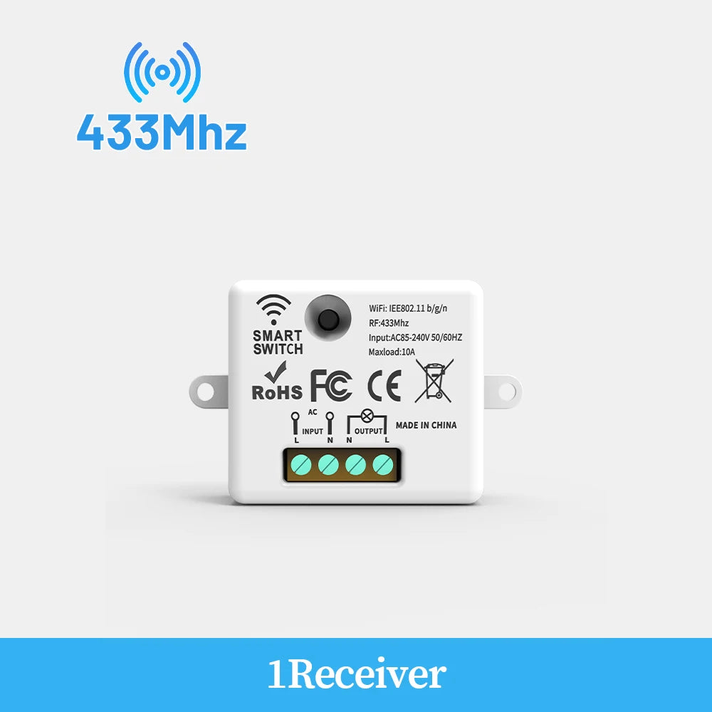 SIXWGH Wireless Light Switch Set 1/2/3Gang 433Mhz Push Button Home Remote Controller 10A 110V 220V For Led Light Lamp