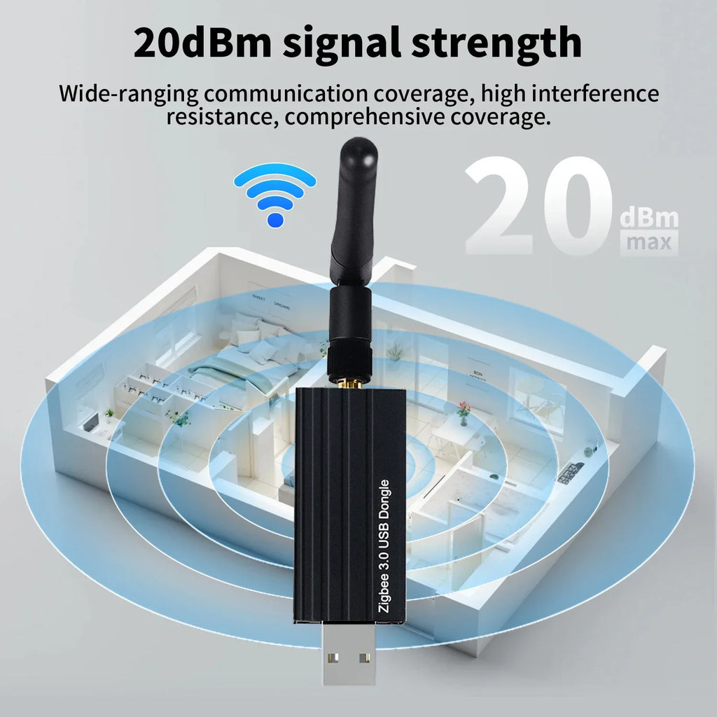 Haozee Zigbee 3.0 USB Dongle Plus Stick Universal Zigbee Gateway Hub With Antenna Compatible Zigbee Series 2MQTT Home Assistant