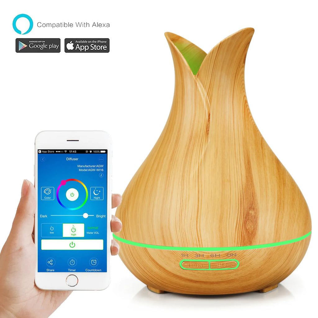 WiFi Smart 550ML Electric Aroma Diffuser Essential Oil Diffuser Air Humidifier Ultrasonic Remote Control Mist Maker Home