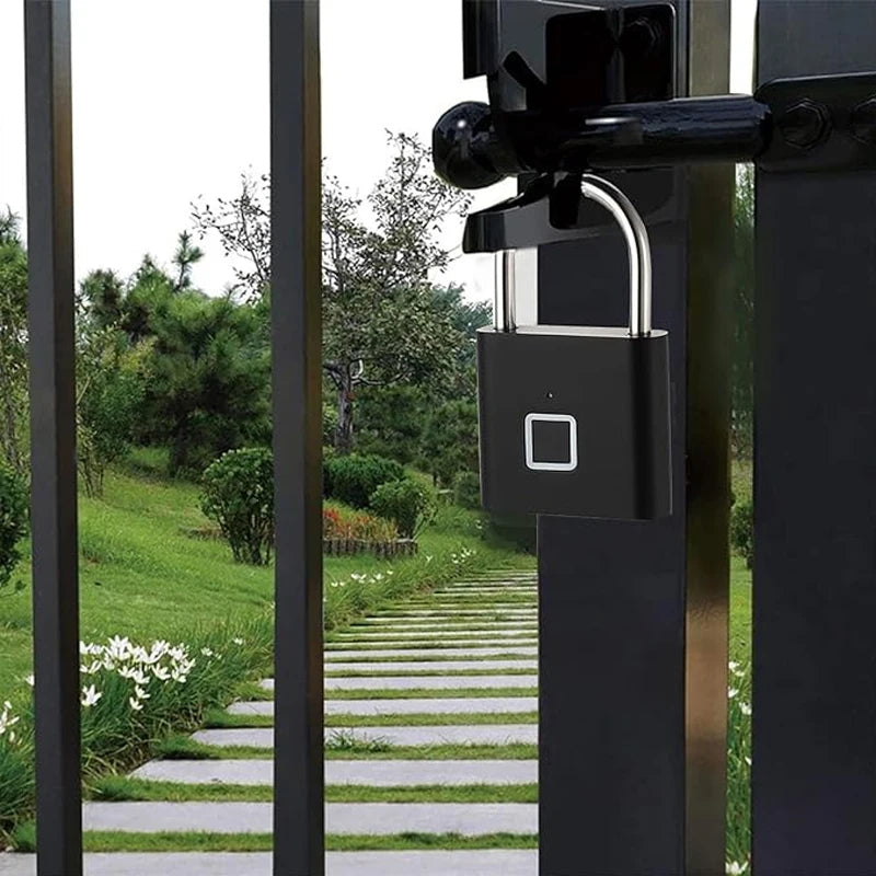 Smart Fingerprint Padlock Keyless Waterproof Zinc Alloy Biometric Padlocks USB Charging Fingerprint Lock Anti-theft Door Lock