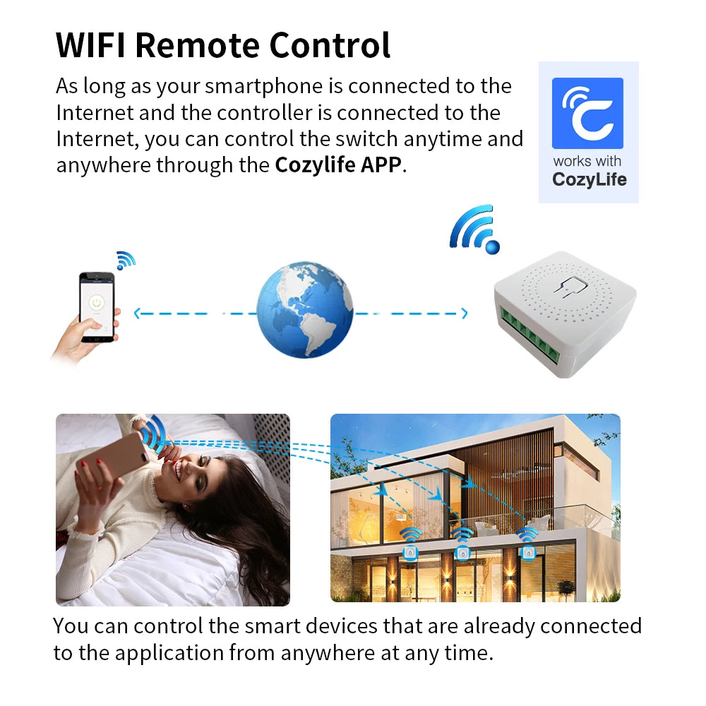 16A WiFi Smart Switch Circuit Breaker with Timer, CozyLife APP Control, Works with Alexa & Google Home Voice Control