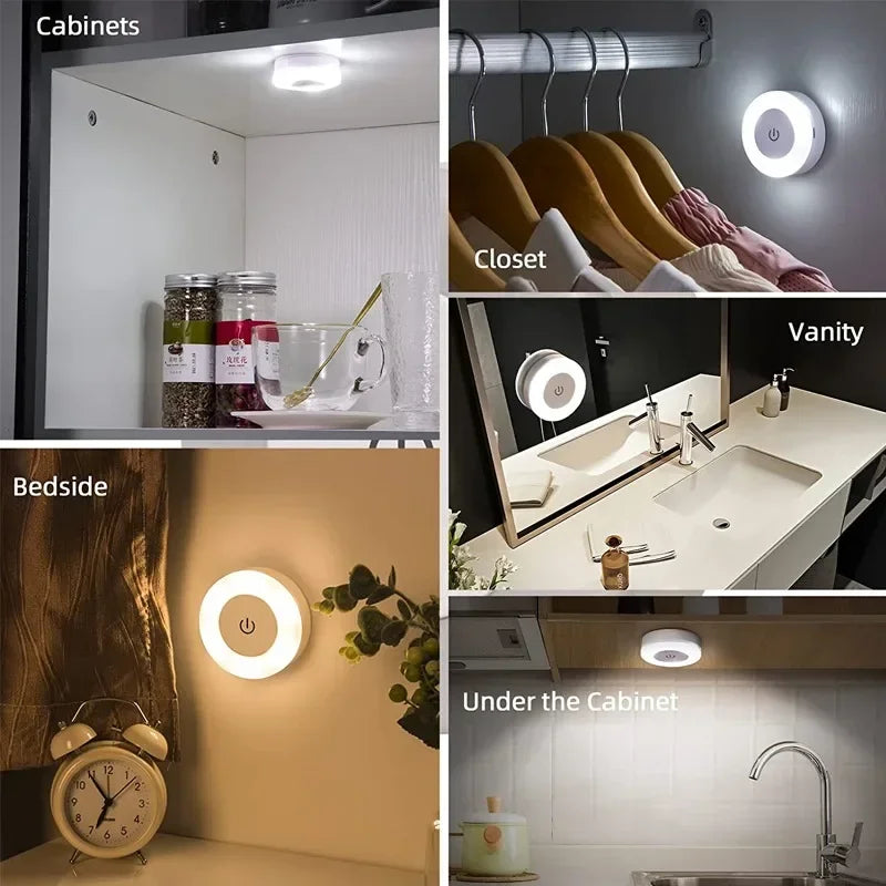 3 Modes LED Touch Sensor Night Lights Portable USB Rechargeable Magnetic Base Wall Light Bedroom Living Room Dimming Night Lamps