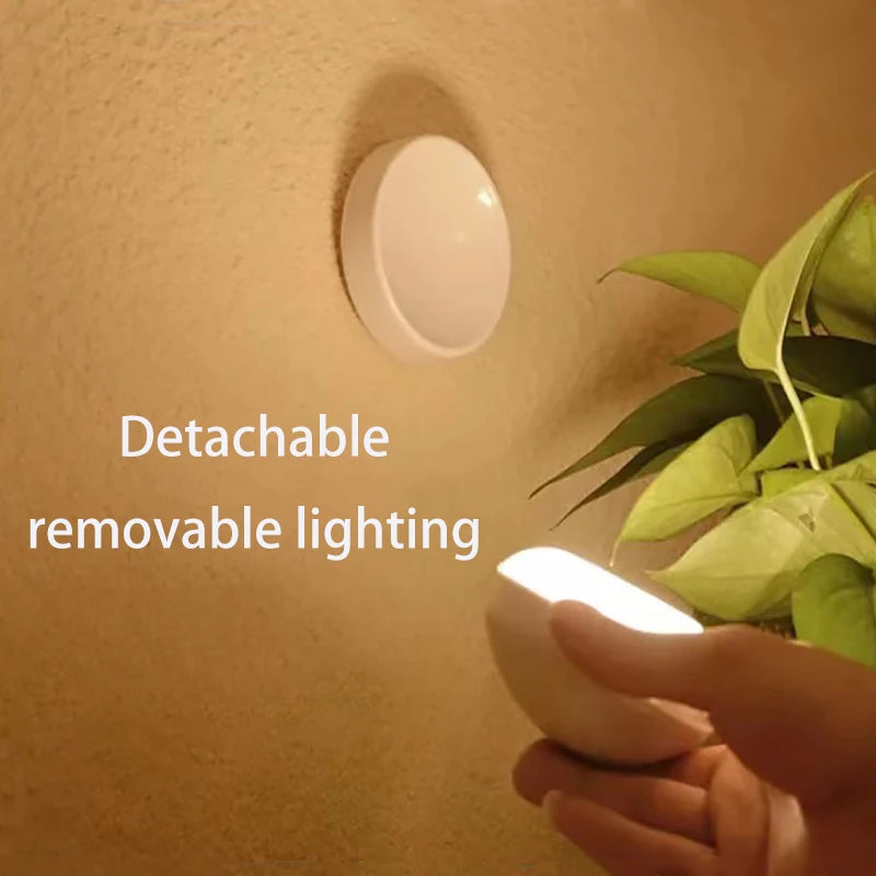 360° PIR Motion Sensing Light Round Energy Saving Bedroom USB Rechargeable Night Lamp Closet Bedside Stairs Induction Smart Lamp