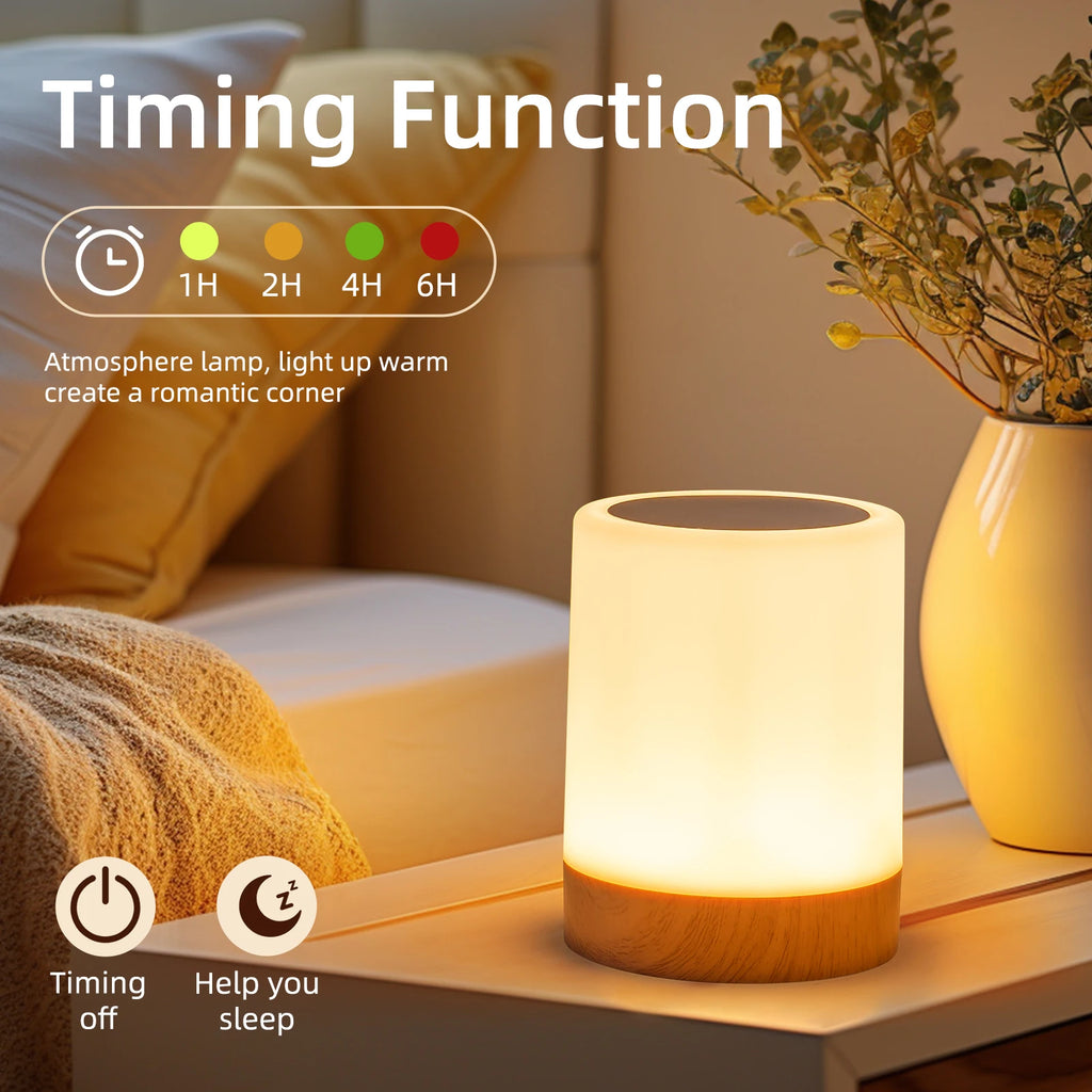 16 Colors Night Light Smart Touch Bedside Table Lamp RGB USB Rechargeable Desk Lamp Bedroom Decoration Gift Dining Table Light