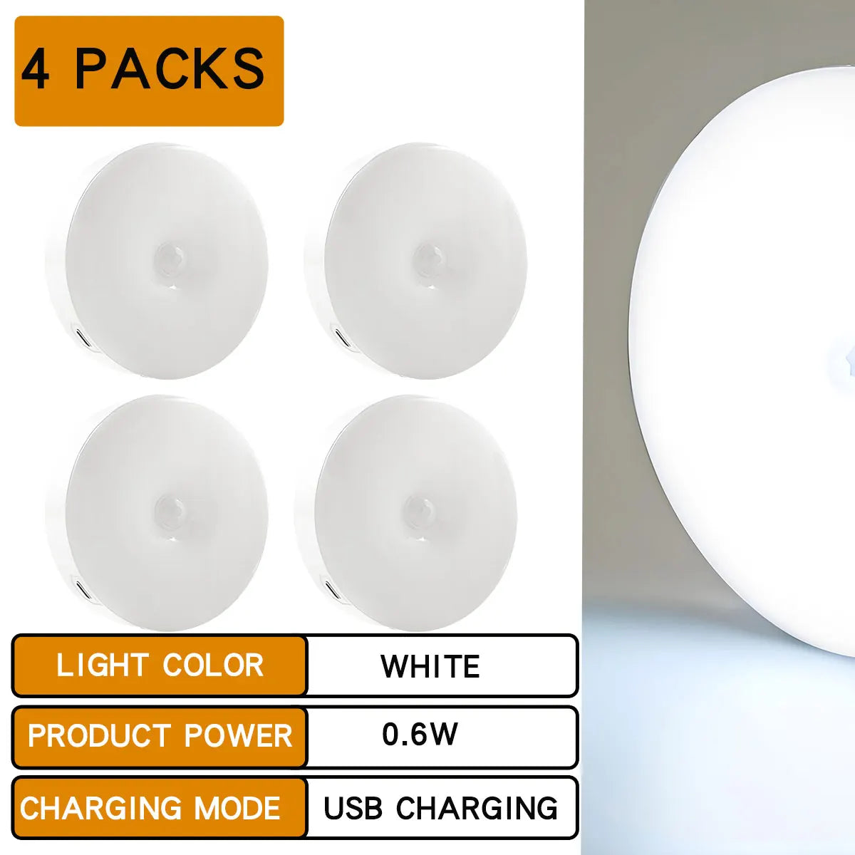 LED Night Light Smart Human Body Sensor with Digital Sensor Head Magnetic Suction Wireless-Use Eye Protect Night Lamp