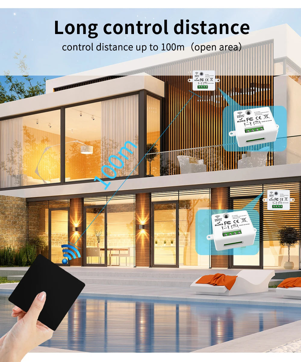 RF433 Self-Powered Wireless Light Switch, Kinetic Energy No Battery,Long Range Wall-Penetrating Signal, Easy Retrofit for Home