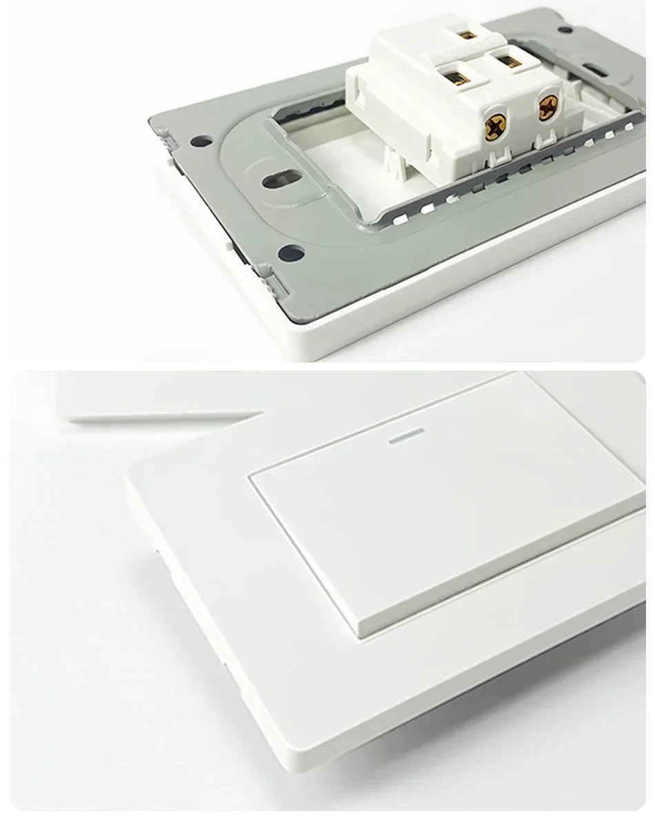 118 PC Plastic Panel Socket USB Type-C 20W Fast Charging Italy Chile Smart Wall Outlet Plug White Light Switch Home Office