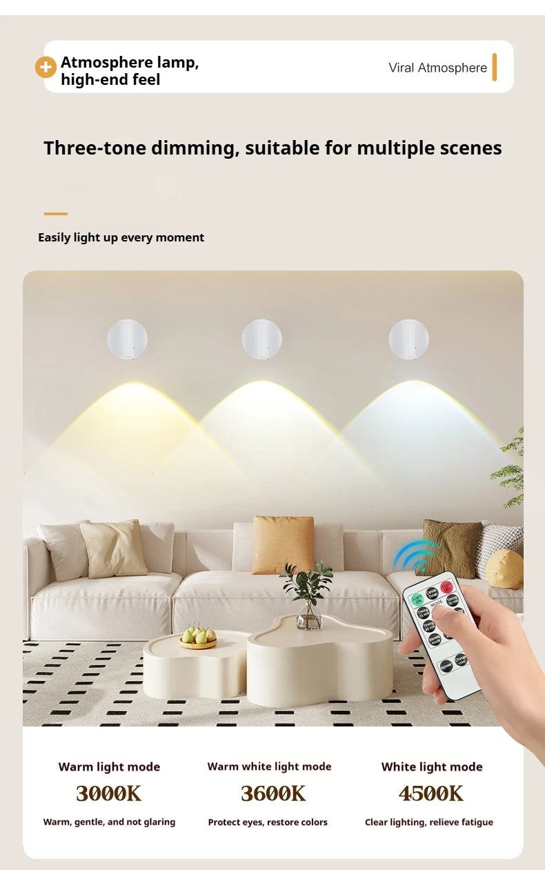 LED Light Magnetic Rechargeable Wall lamp Spotlight Atmosphere Light  No Punch Reading Light Touch Switch Dimmable Bedside Lamp
