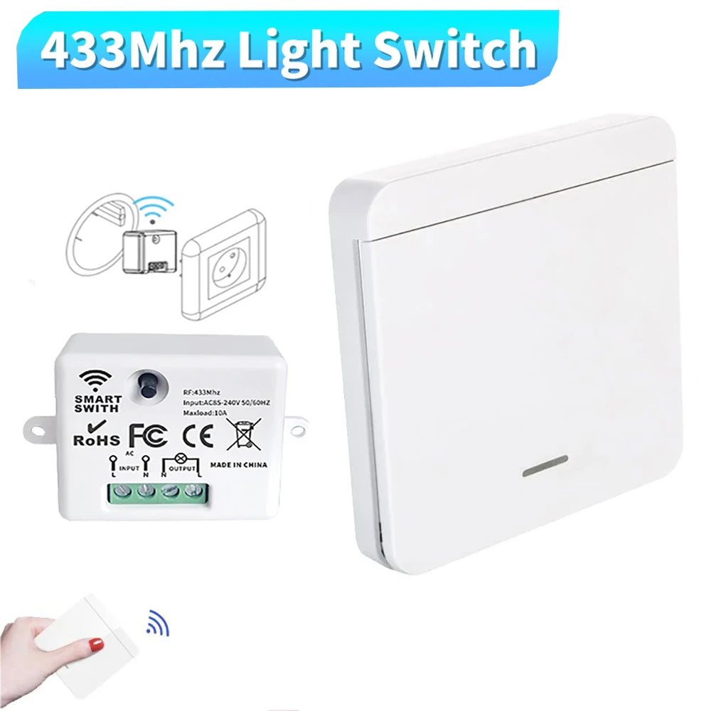 Self-powered 433Mhz Wireless Wall Switch Battery Required Remote Control Light Switch Waterproof 1 2 3Gang No Wiring