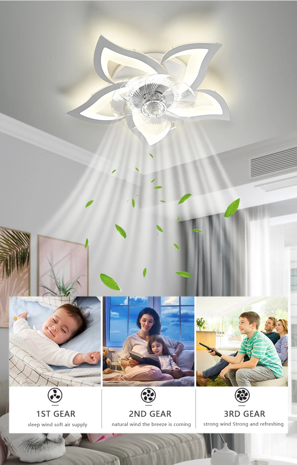 IRALAN Ceiling Fans With Lights Smart Switch Modern Led Ceiling Fan Lamp Minimalist For Living Room Bedroom Home Decor Fan Lamp