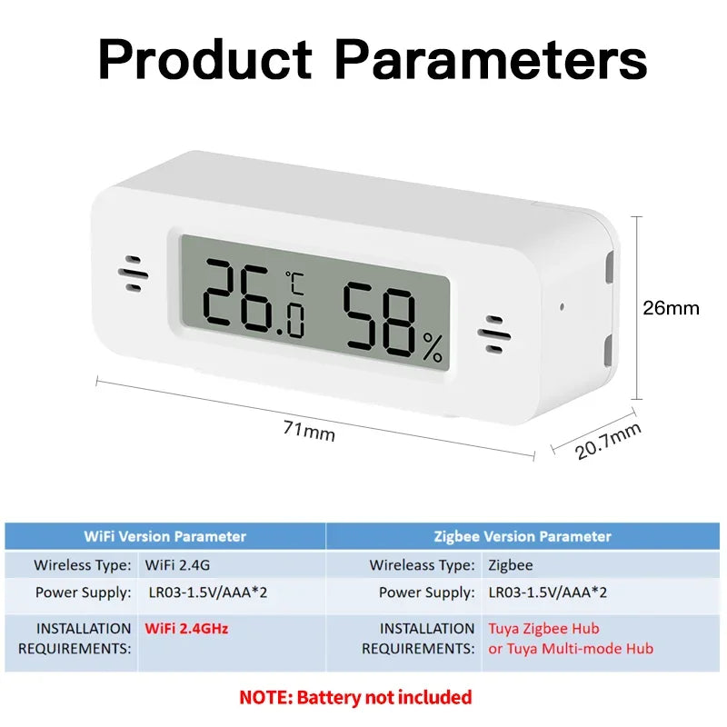 Tuya Zigbee WiFi Mini Temp & Humi Sensor Smart Home Thermometer Hygrometer APP Remote Works with Google Home Alexa Yandex