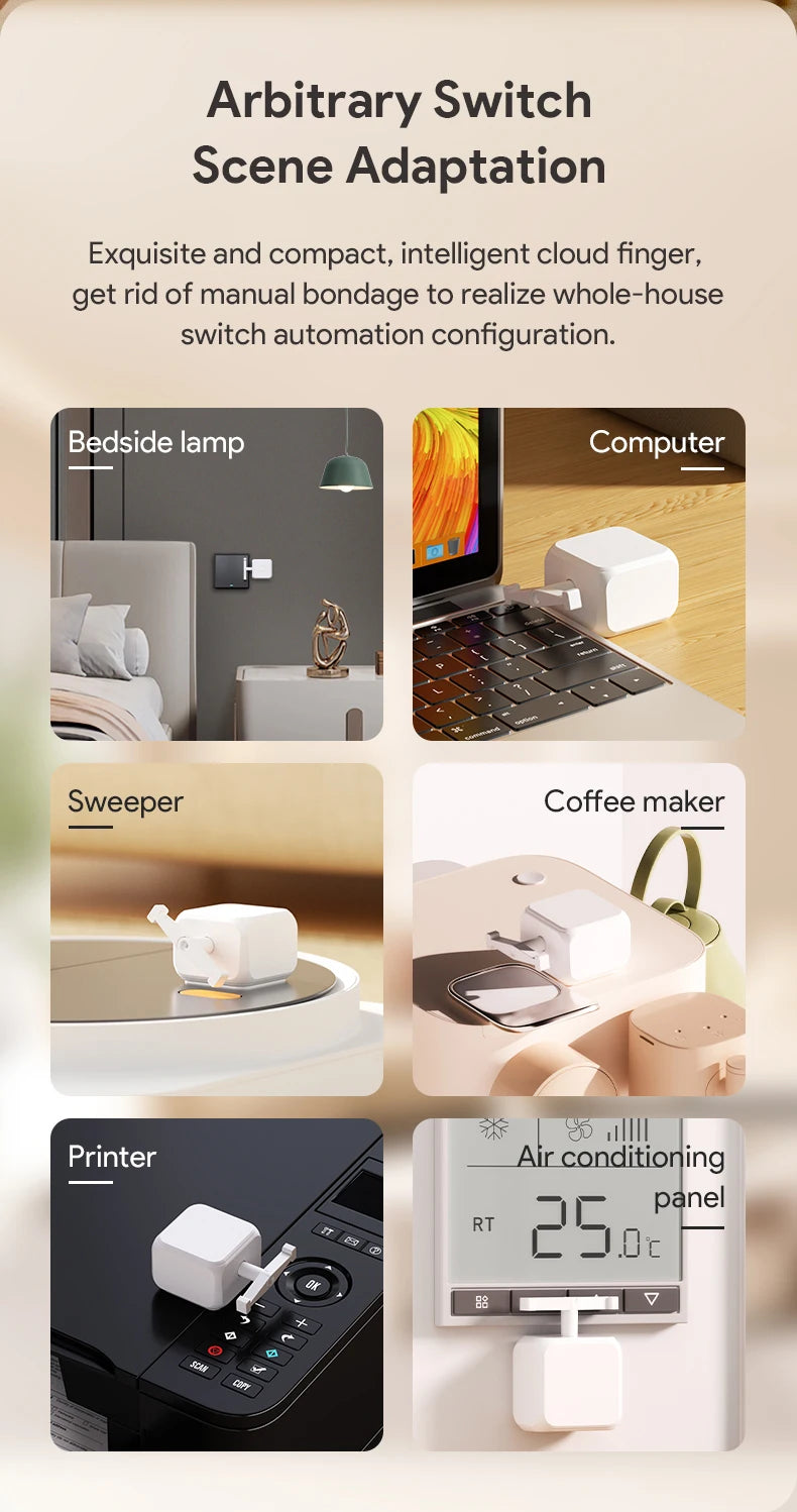 Tuya Bluetooth Type-C 5V Rechargeable 5.2 Smart Switch Fingerbot Plus Robot Button Pusher Arm Switch Support Alexa Google Home