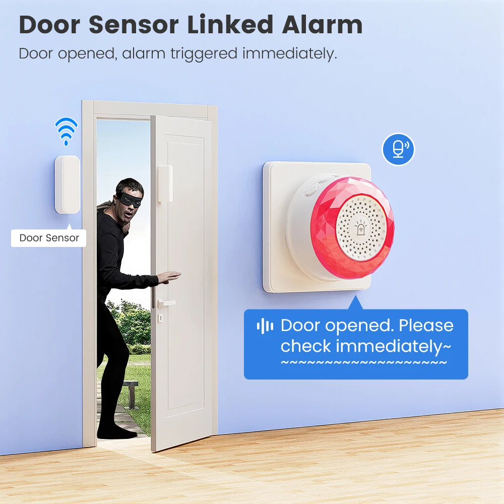 Home Security Smart Siren WiFi Sound Light Alarm Tuya Smart Life APP Support Vibration CO VOC PIR Human Motion Detection Sensor