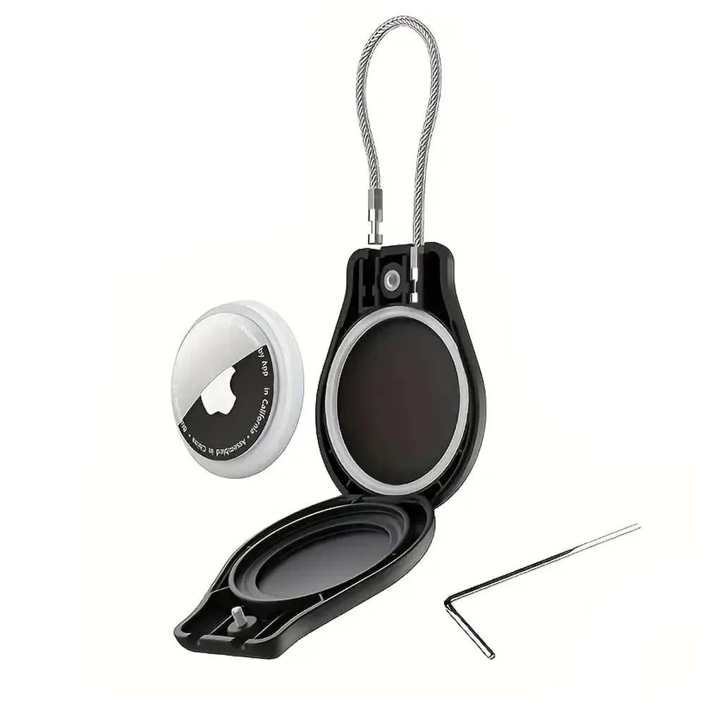 Secure Holder with Keyring - Anti-Lost Lock Case for Airtag Air Tags - Full Coverage Protectors Cover for Pets Luggage Key