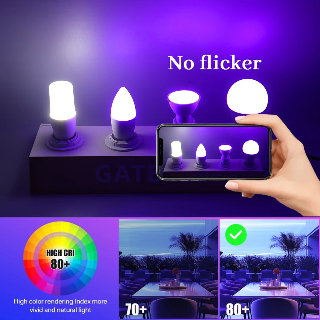 1-10pcs RGB Dimmable Bulb E27 B22 110V 220V Lamp Smart 24 Key Remote Control RGBW Light Dimming Bulbs for Livingroom