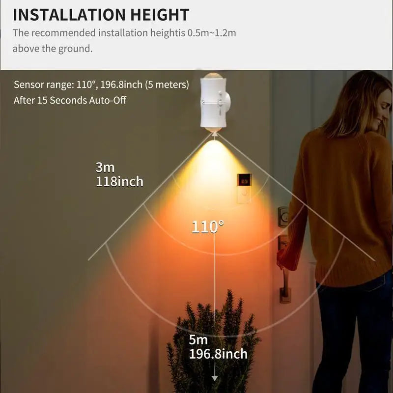 RGB 7colors Motion Sensor LED Night Light USB Charging Intelligent Human Induction Double Head Cabinet Lamp Kitchen Stairs Light