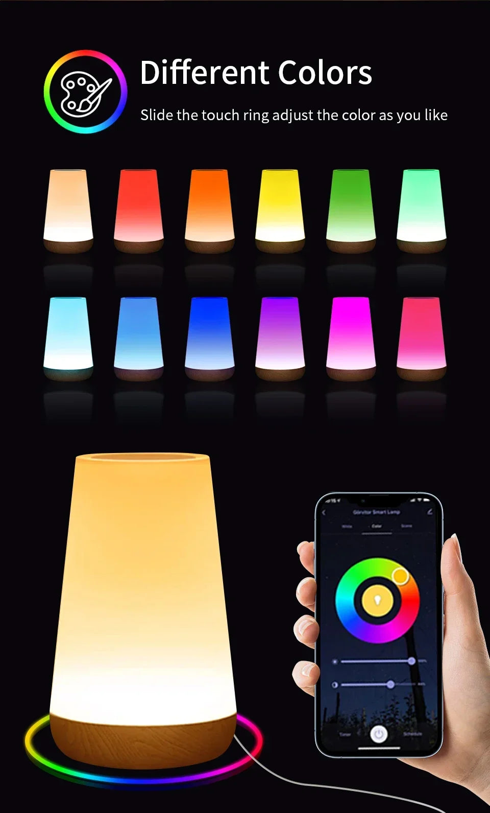 TUYA WiFi Night Light LED Smart Touch Bedside Lamp USB Charging Table Lamp Dimming Night Lamp Room Decor Lamp  Alexa Google Home