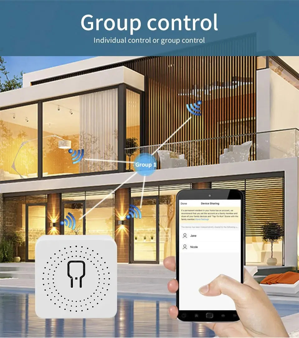 16A /20A Mini Wifi Smart Switch DIY Light Switch 2 Way Control Automation Module Cozylife App Remote Control Alexa Google Home