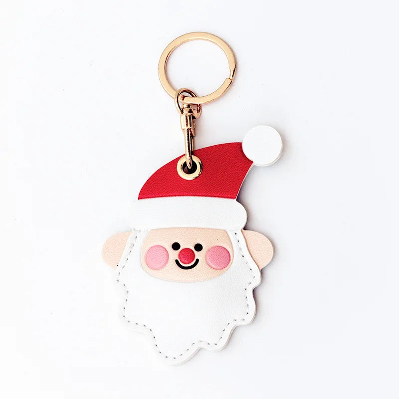 Leather Keychain Holder Case for Apple AirTag Cute Protective Air Tag Cover Keychain Ring Anti-Scratch Finder GPS Tracker Case