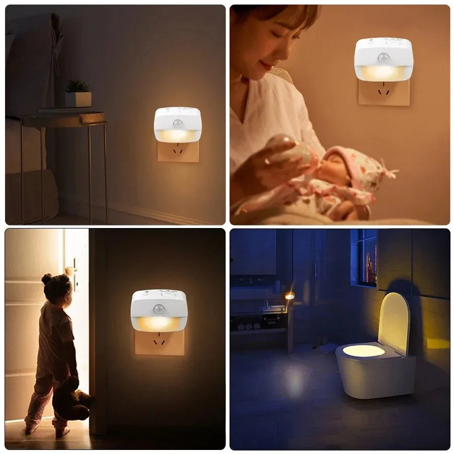 1/2/4pcs LED Night Light US EU Plug in Motion Sensor Light 220V 110V Wall Lamp for Home Hallway Stair Kitchen Bedroom Night Lamp