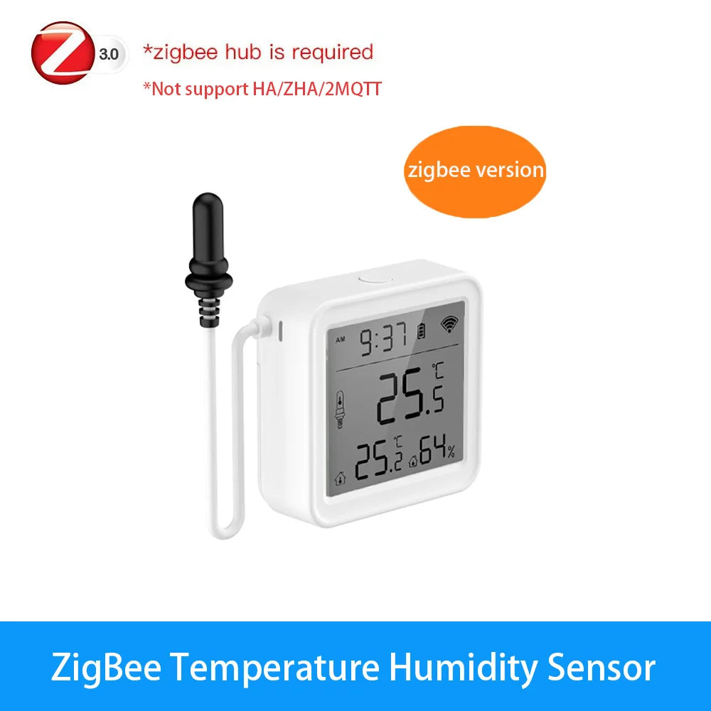 Tuya Temperature Humidity Sensor With External Probe Smart Home WiFi/Zigbee Hygrometer For Fridge Water Pool Thermostat Alarm