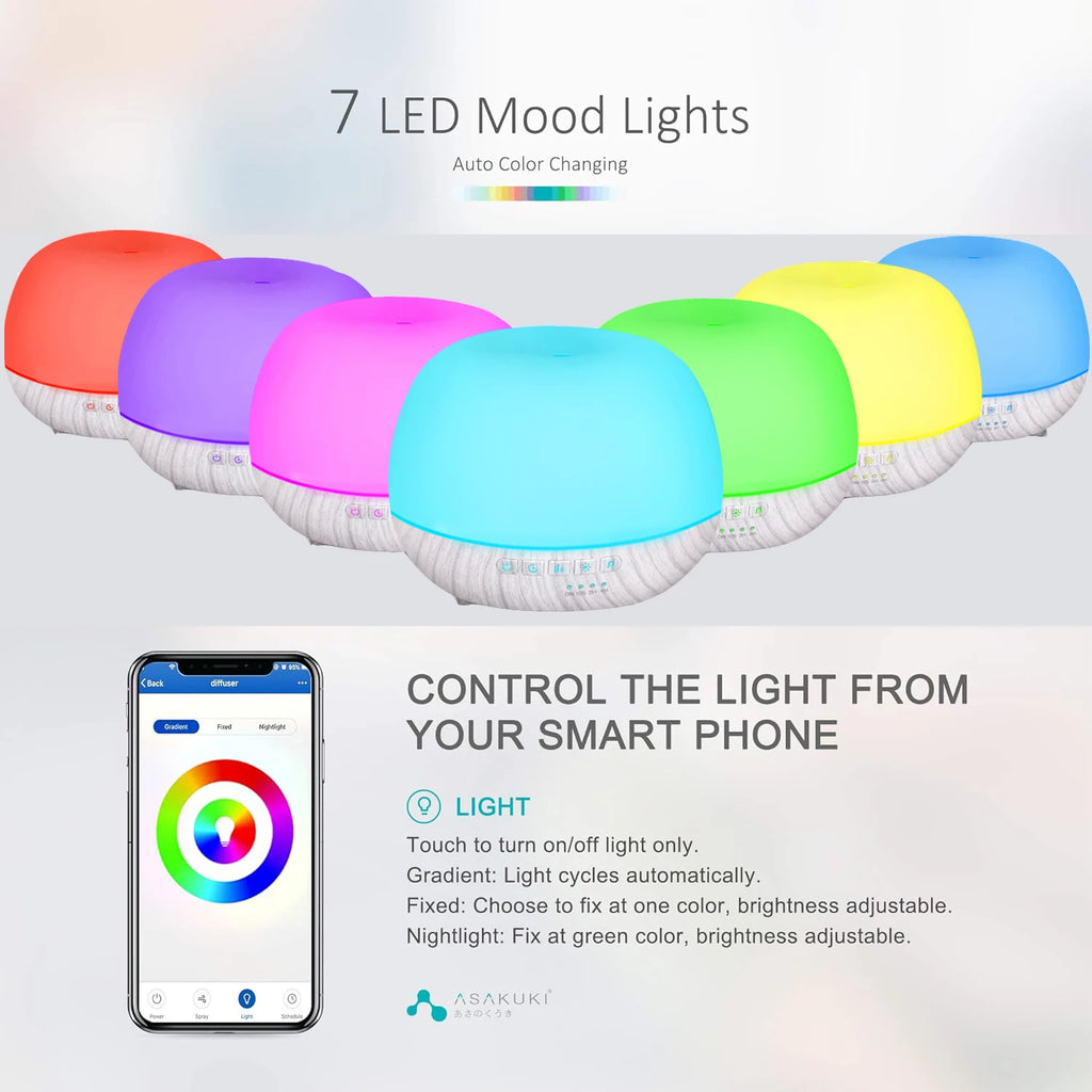 WiFi Smart 550ML Electric Aroma Diffuser Essential Oil Diffuser Air Humidifier Ultrasonic Remote Control Mist Maker Home