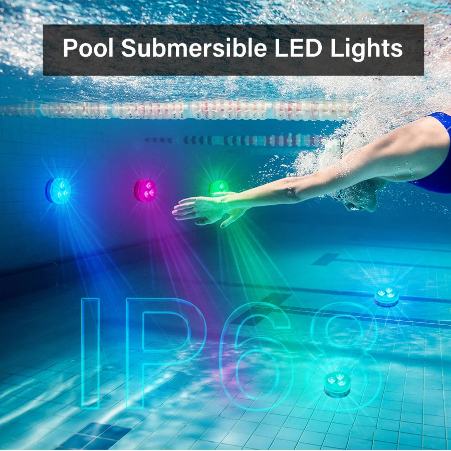Submersible LED Night Lights Remote Control RGB Tea Underwater Light Battery Powered for Party Vase Fish Tank Room Decoration