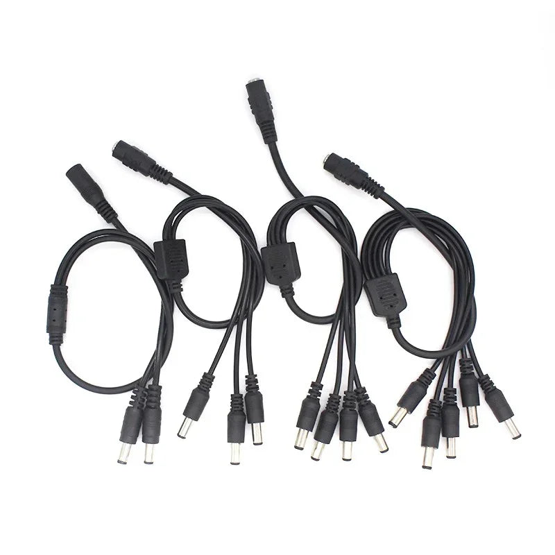 5.5*2.1mm 1 To 2/3/4/5/6/8 Way DC Power Splitter Cable 12V Power Adapter Connector Cord for LED Strip Lights CCTV Camera
