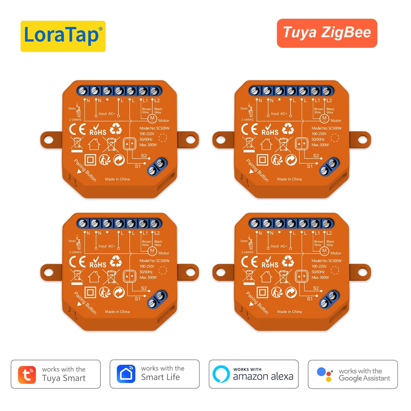 LoraTap ZigBee Blinds Sunshade Roller Shutter Switch Module For Motor Tuya Smart Life Percentage Control Timer Google Home Alexa