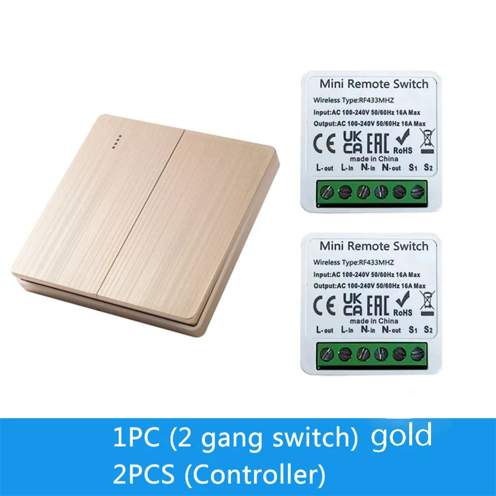 Wireless Smart Switch Light 433Mhz RF 86 Wall Panel Switch with Remote Control Mini Relay Receiver Home Led Light Lamp Fan
