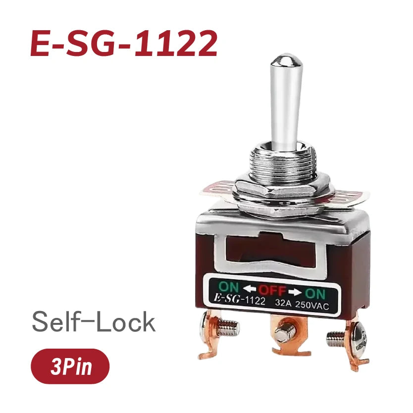 Heavy-Duty E-SG-SERIES Rocker Switch 32A 250VAC Self-Lock Reset with Multiple Pin Options 2-12 Pin