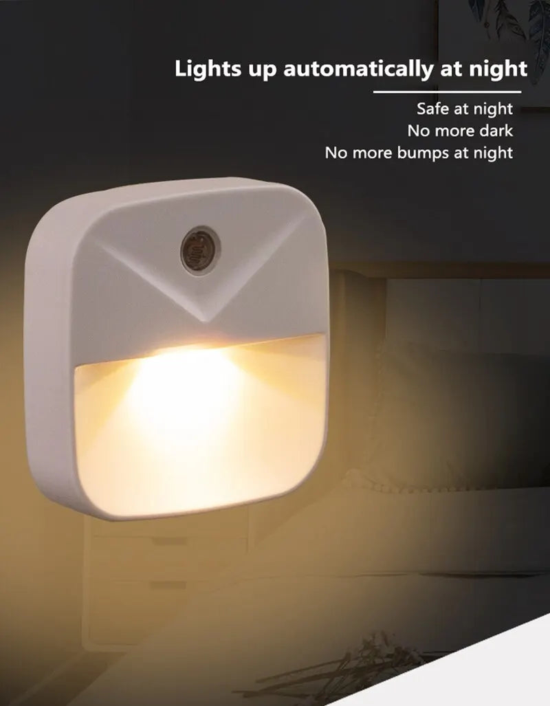 LED Night Light, EU Plug-in Smart Wireless Light Control Sensor Light, 220V Wall Light For Home Corridors, Bathrooms, Hallways